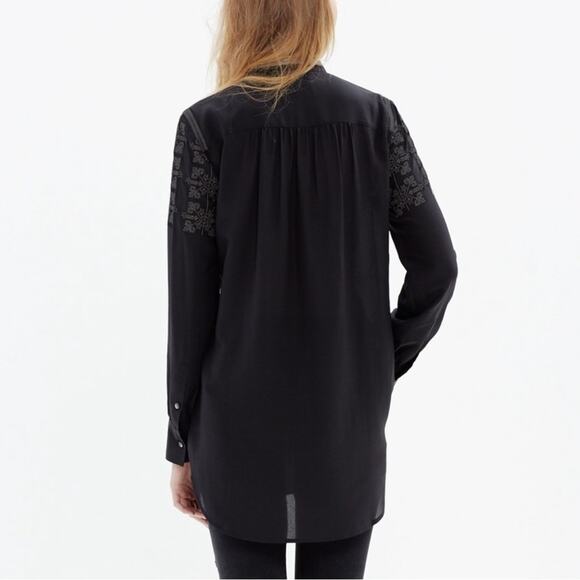 Madewell Black Silk Ballad Embroidered Tunic Small - Picture 2 of 12